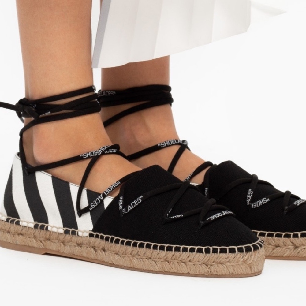 Off-White Arrows Lace-Up Black & White Espadrilles